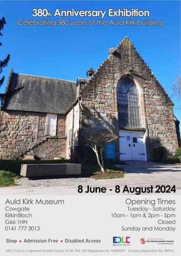 380th Anniversary Exhibition poster Auld Kirk Building 8 June - 8 August