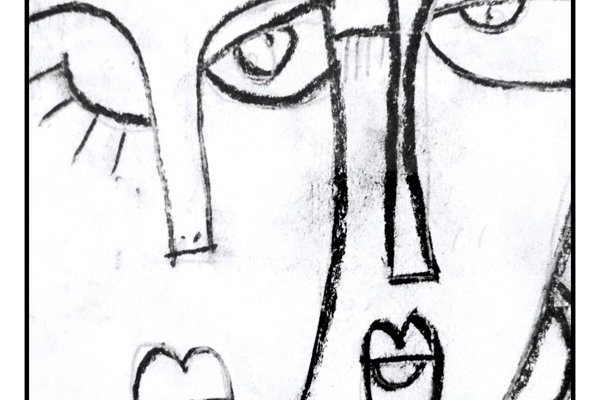 Art competition poster showing the drawing of two faces