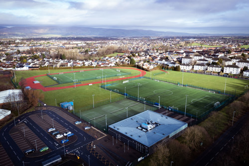 Aerial view of Huntershill sports hub